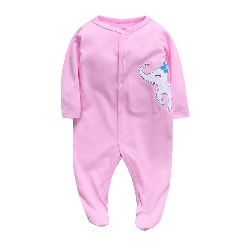 Cotton one-piece baby romper with dinosaur print for infants 3-12 months