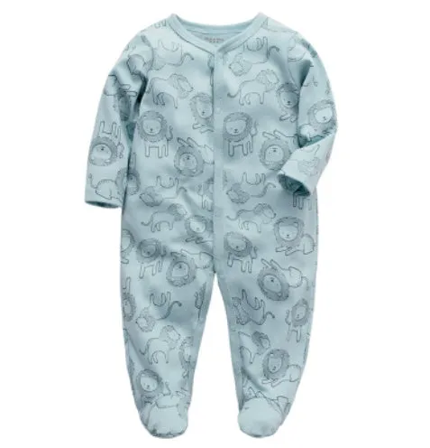 Cotton one-piece baby romper with dinosaur print for infants 3-12 months