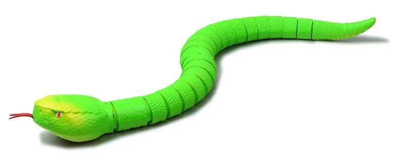 Black and grey cobra remote control snake toy with USB charging cable and batteries