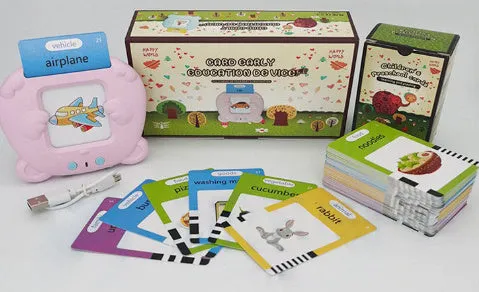 Children's English learning card with audio books showing blue colour option and card insertion