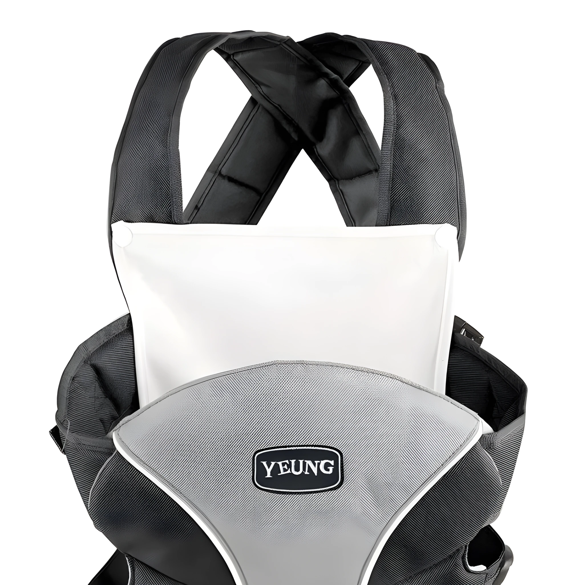 Double-shoulder baby carrier showing face-to-face carrying position with adjustable straps