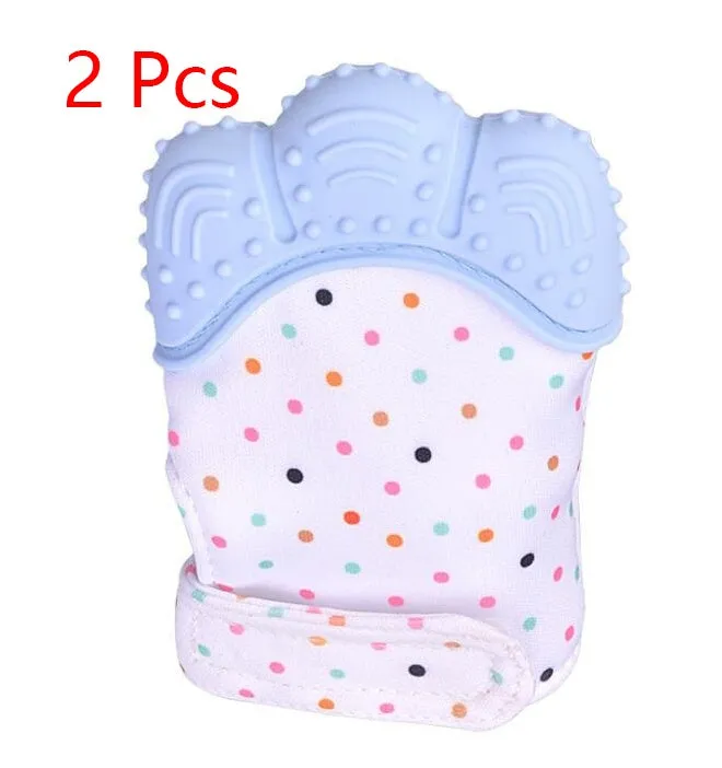 Baby silicone teething gloves with Velcro strap in multiple colour options