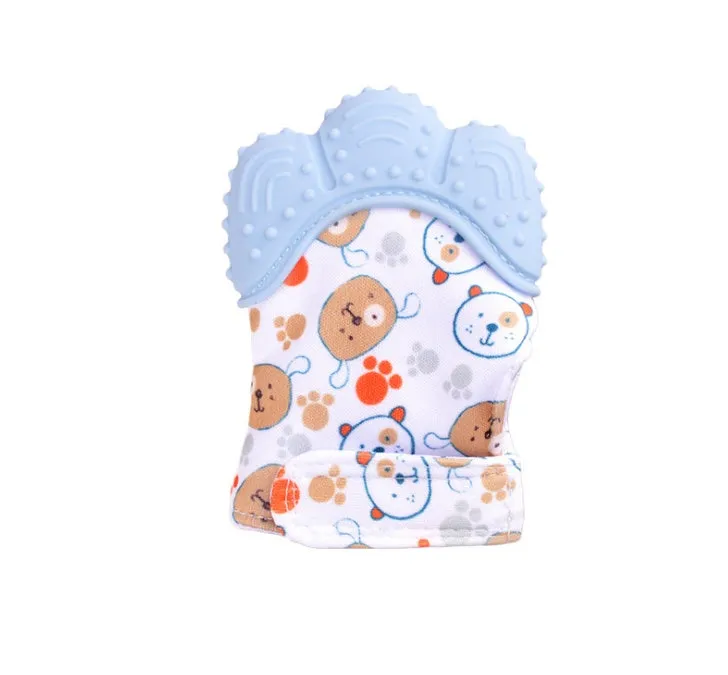Baby silicone teething gloves with Velcro strap in multiple colour options