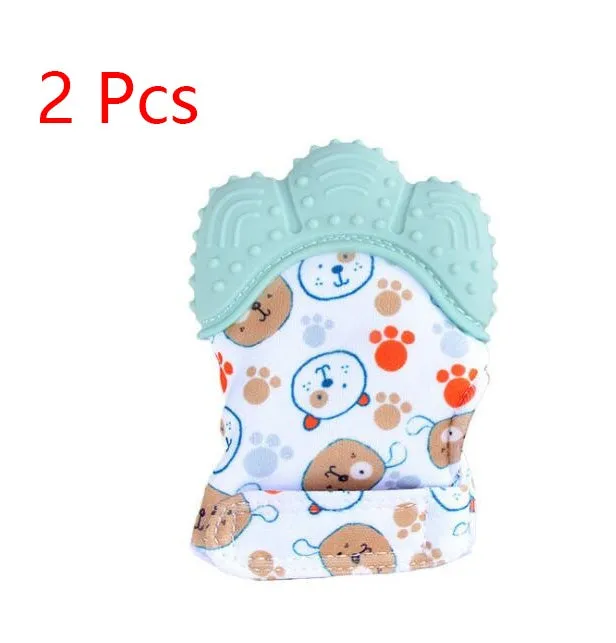 Baby silicone teething gloves with Velcro strap in multiple colour options