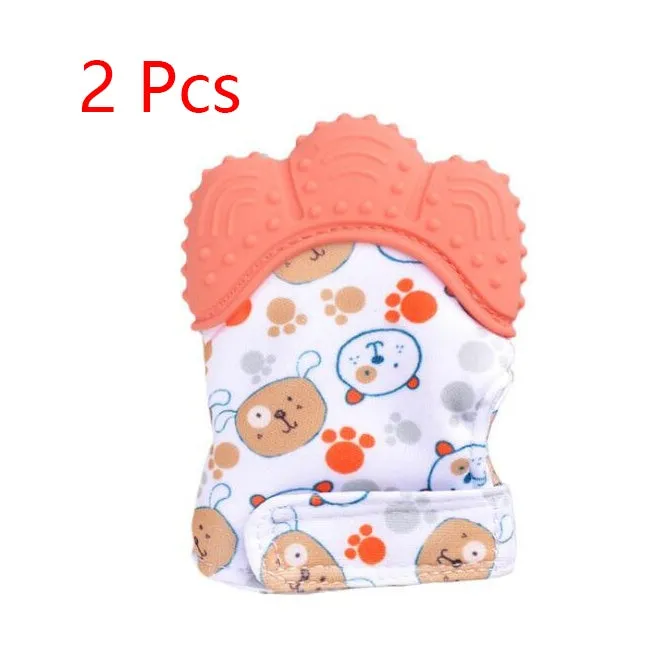 Baby silicone teething gloves with Velcro strap in multiple colour options