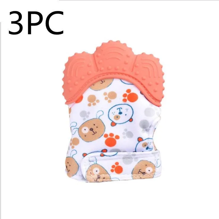 Baby silicone teething gloves with Velcro strap in multiple colour options