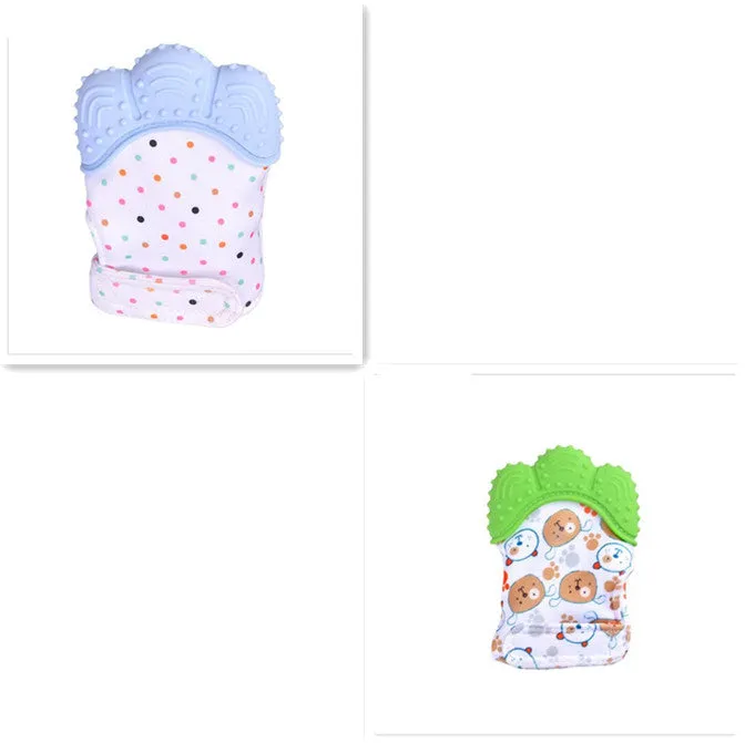 Baby silicone teething gloves with Velcro strap in multiple colour options