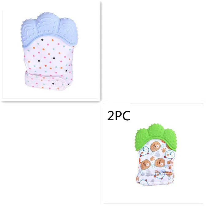 Baby silicone teething gloves with Velcro strap in multiple colour options