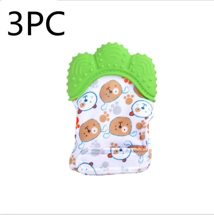 Baby silicone teething gloves with Velcro strap in multiple colour options