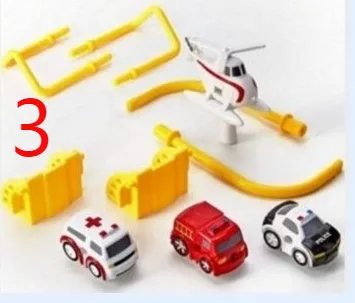 Adventure parking lot plastic toy car track set with manual remote control handle