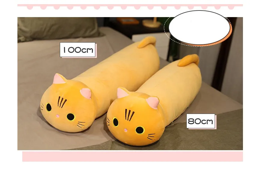 Large cartoon cat plush toy stuffed with PP cotton available in multiple sizes and colours