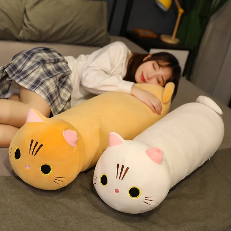 Large cartoon cat plush toy stuffed with PP cotton available in multiple sizes and colours