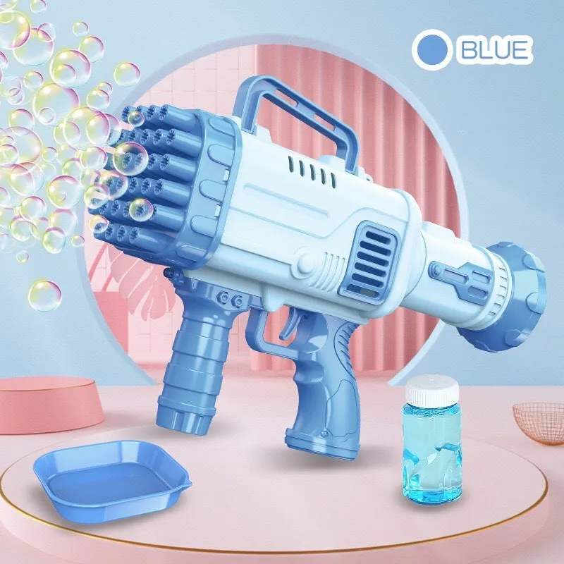 32 holes bazooka style electric bubble gun toy in cherry powder or sky blue colour with illuminated effects