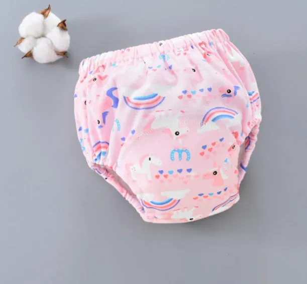Washable pure cotton baby training pants with six-layer gauze in giraffe print design