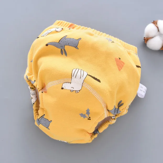 Washable pure cotton baby training pants with six-layer gauze in giraffe print design