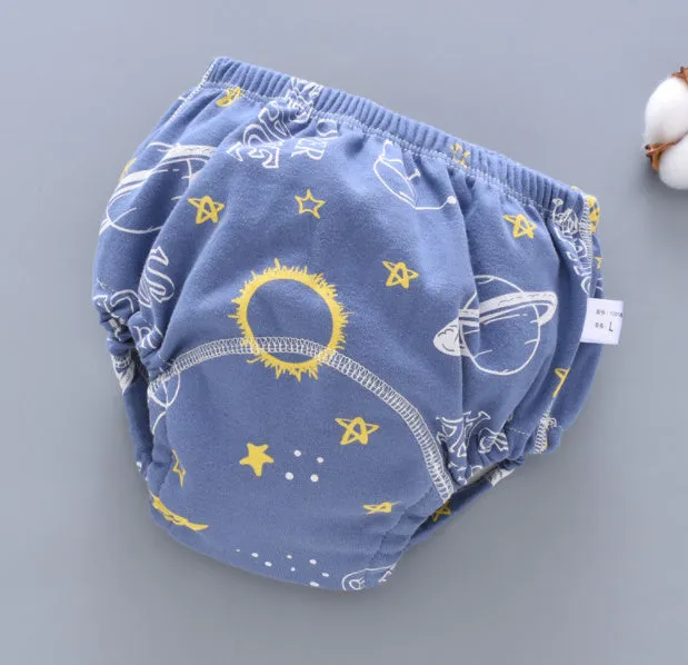 Washable pure cotton baby training pants with six-layer gauze in giraffe print design