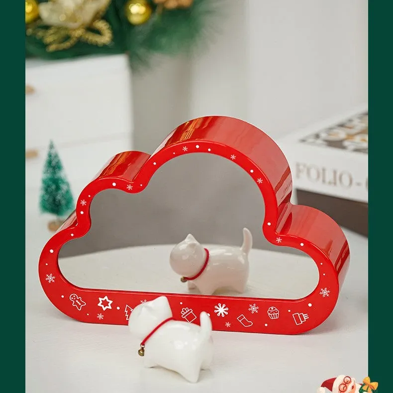Assembled plastic building block cloud night lamp with decorative mirror frame and soft LED lighting