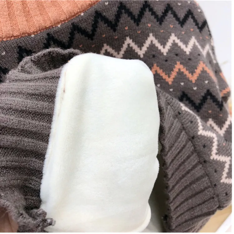 Korean style children's wool sweater in brown or apricot colour with long sleeves