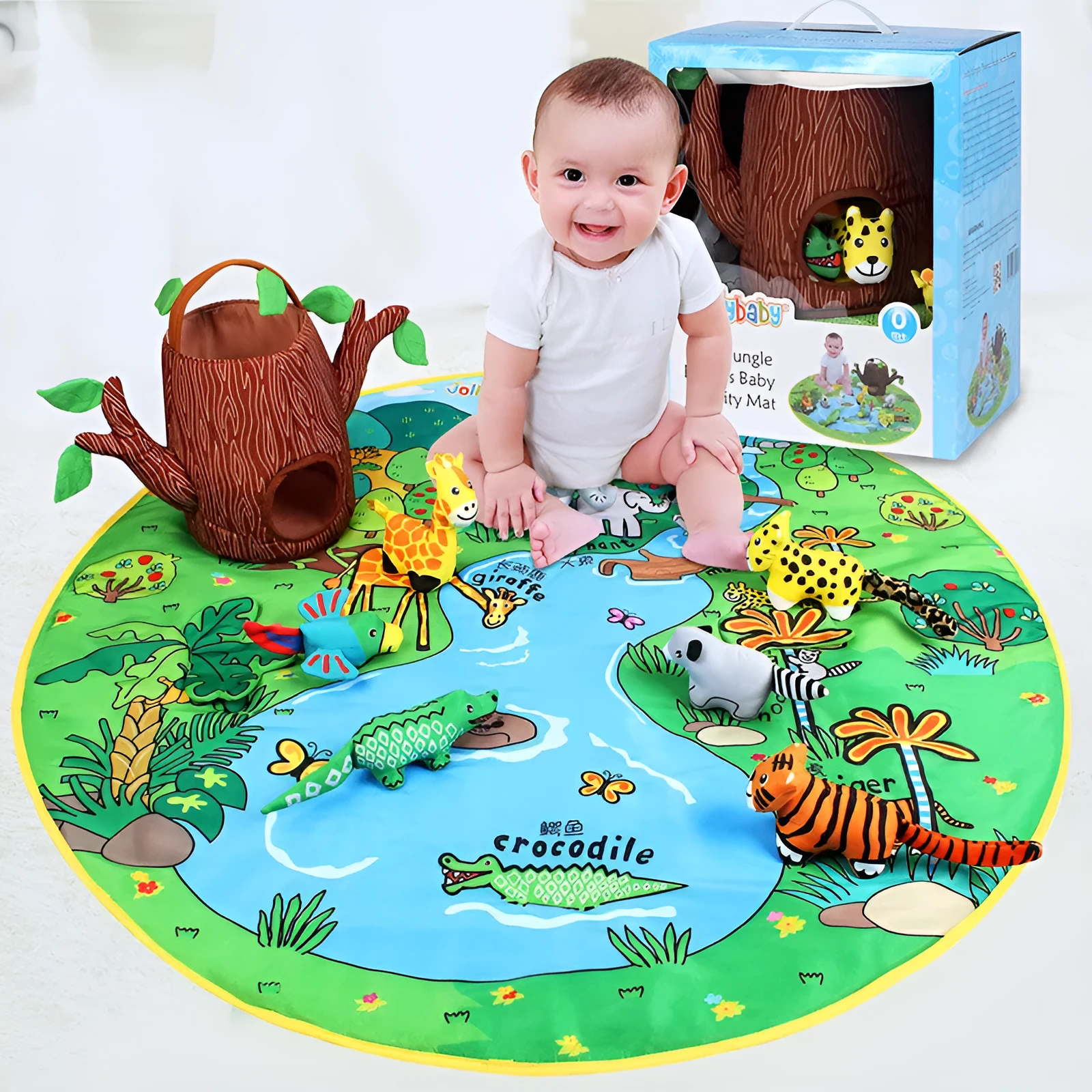 Baby play blanket crawling mat with 1cm thickness and animal-themed early education toys