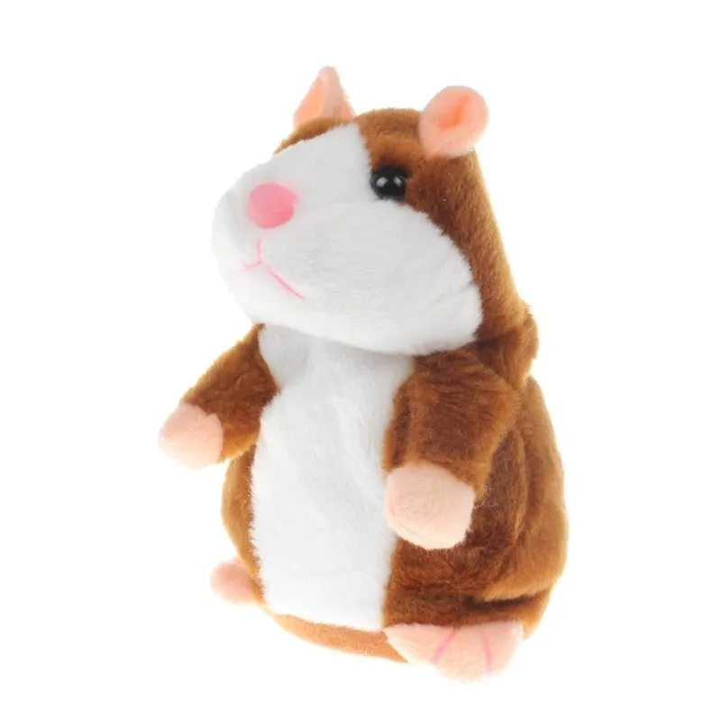 15 cm light brown talking hamster plush toy with head bobbing and voice repeat function