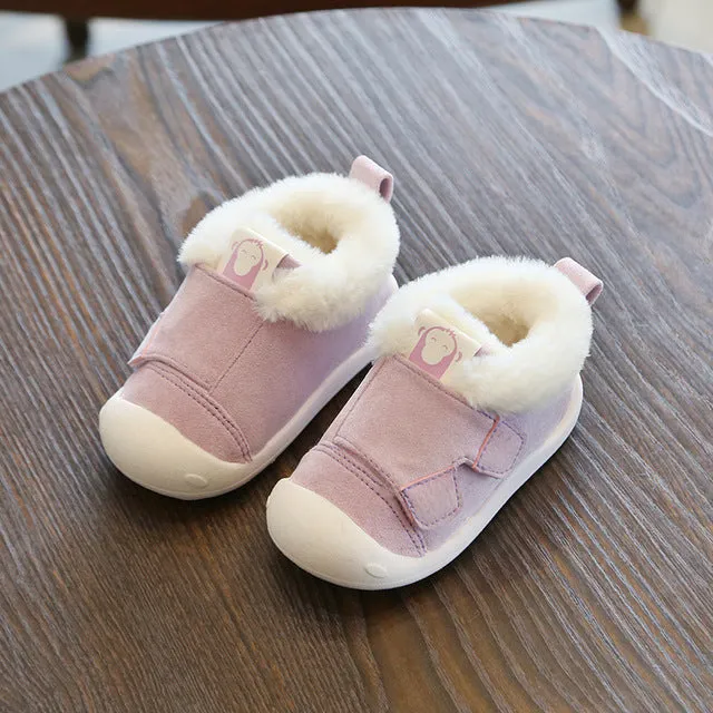 Toddler cotton shoes with velvet upper and non-slip soles in multiple colours and sizes