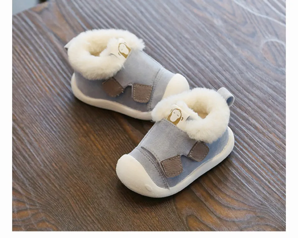 Toddler cotton shoes with velvet upper and non-slip soles in multiple colours and sizes