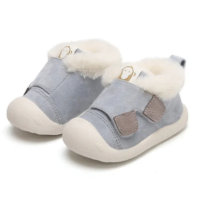 Toddler cotton shoes with velvet upper and non-slip soles in multiple colours and sizes