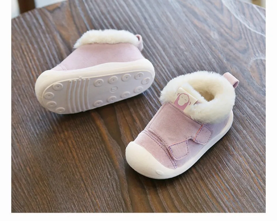 Toddler cotton shoes with velvet upper and non-slip soles in multiple colours and sizes