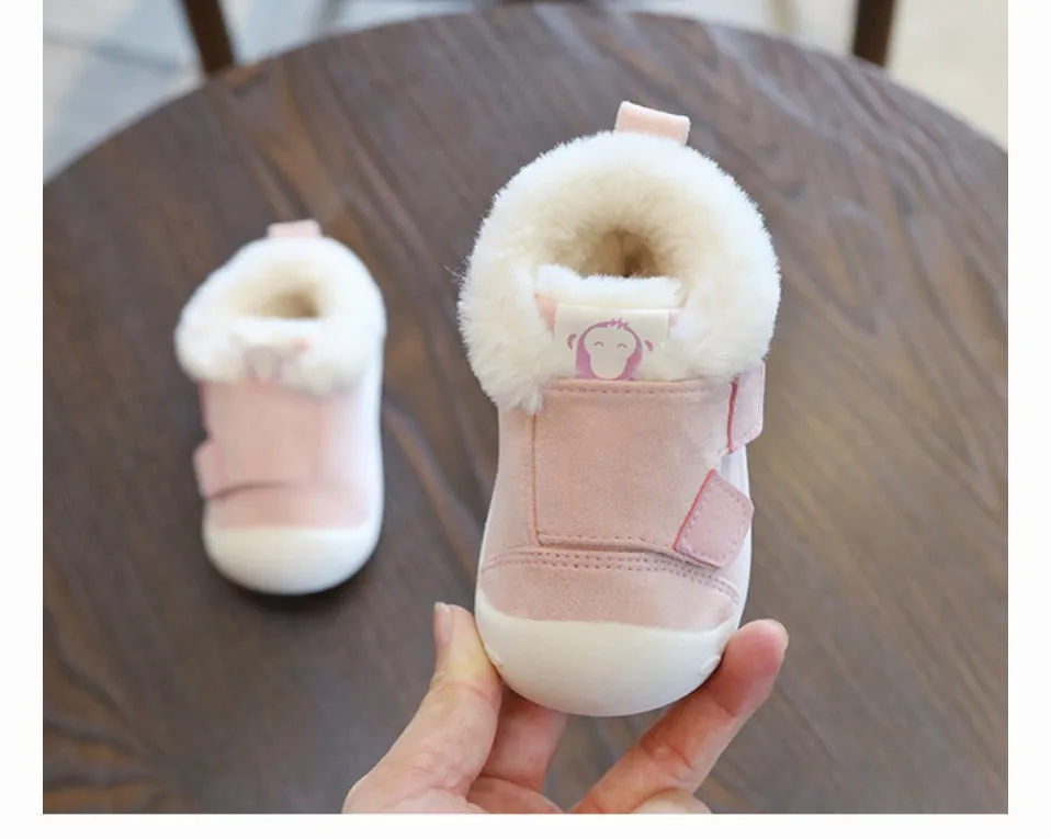 Toddler cotton shoes with velvet upper and non-slip soles in multiple colours and sizes