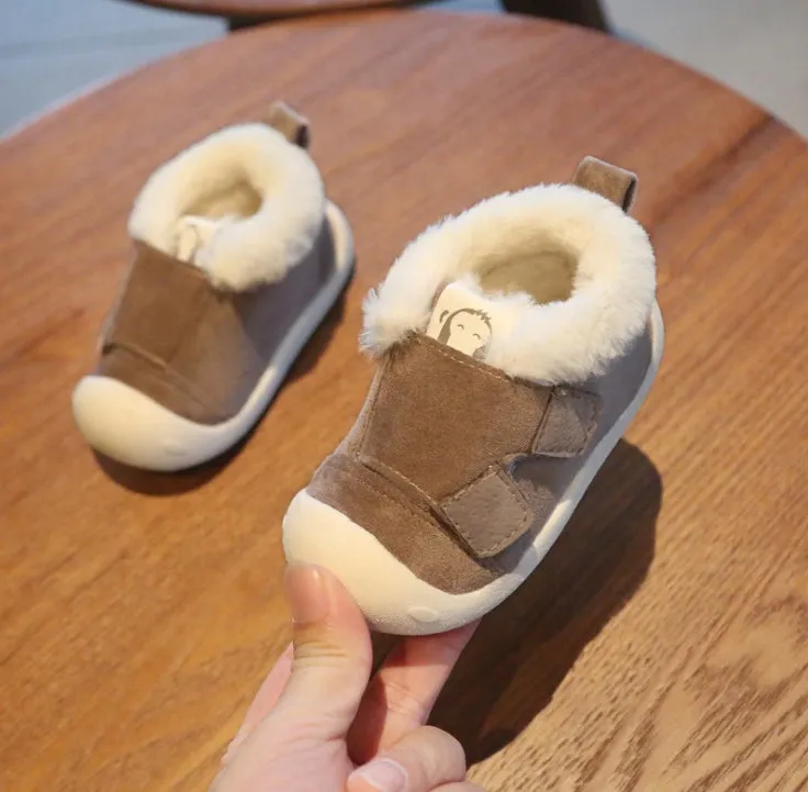 Toddler cotton shoes with velvet upper and non-slip soles in multiple colours and sizes