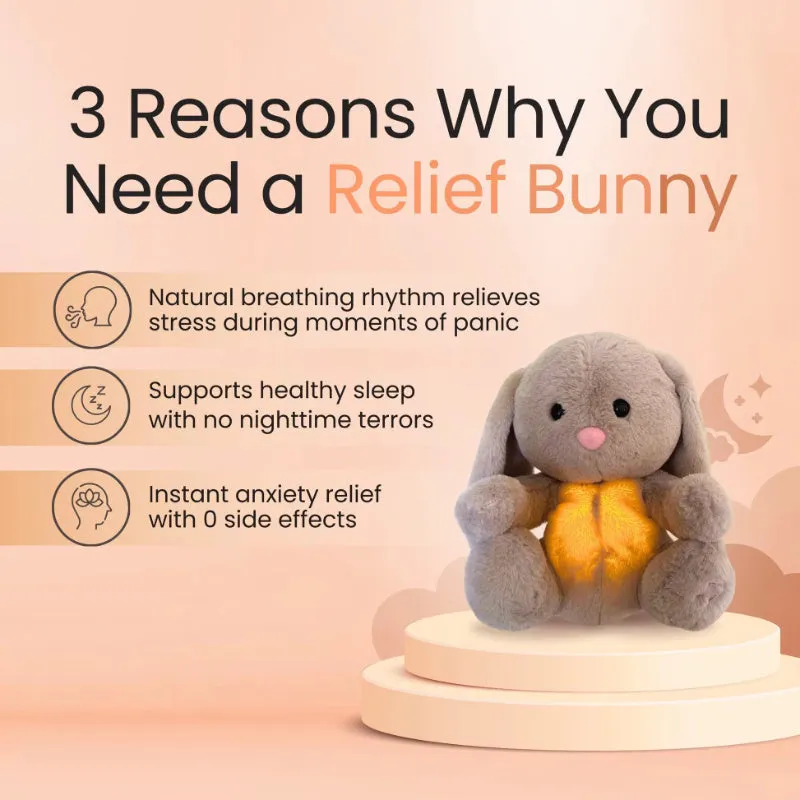 32cm breathing rabbit plush toy with soft belly showing rhythmic motion for infant calming