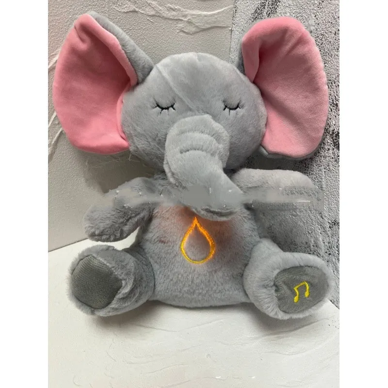 32cm breathing rabbit plush toy with soft belly showing rhythmic motion for infant calming