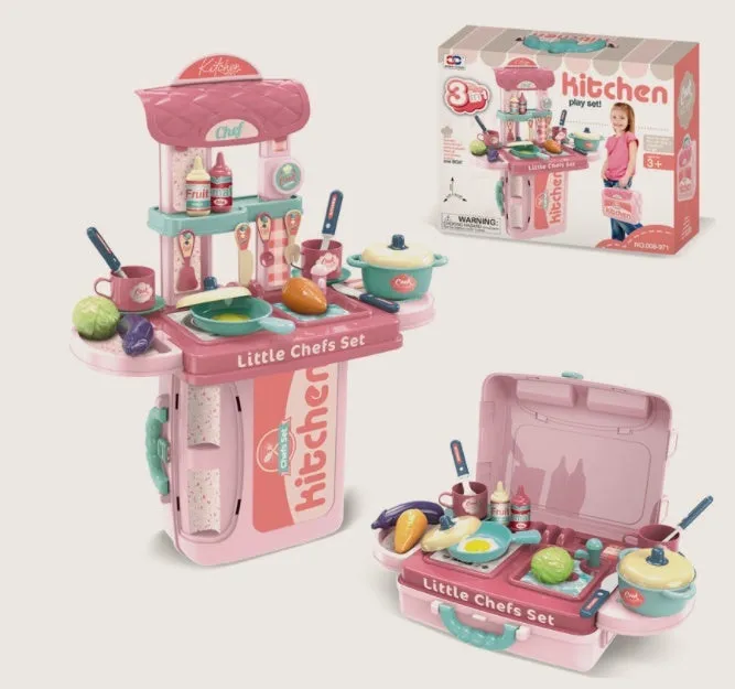 Children's doctor makeup dress-up toy set with plastic accessories in colour-coded cases