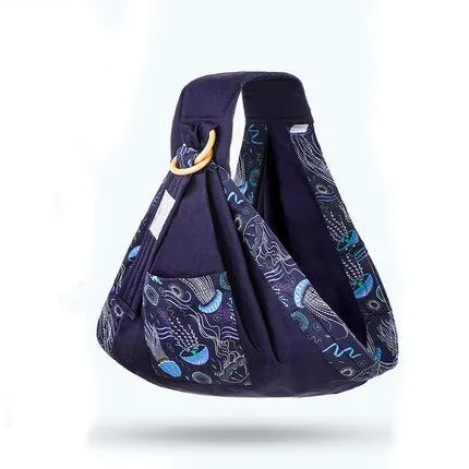 Adjustable baby wrap carrier sling shown in multiple colours, suitable for infants 0-36 months.