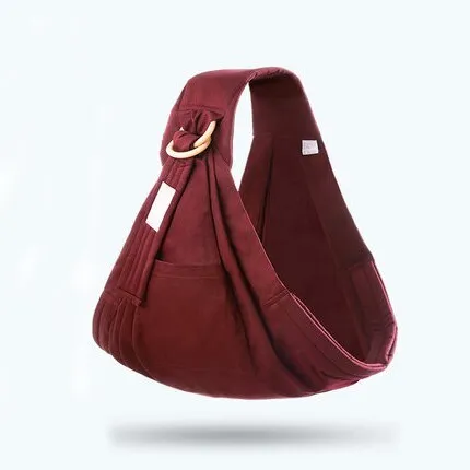 Adjustable baby wrap carrier sling shown in multiple colours, suitable for infants 0-36 months.