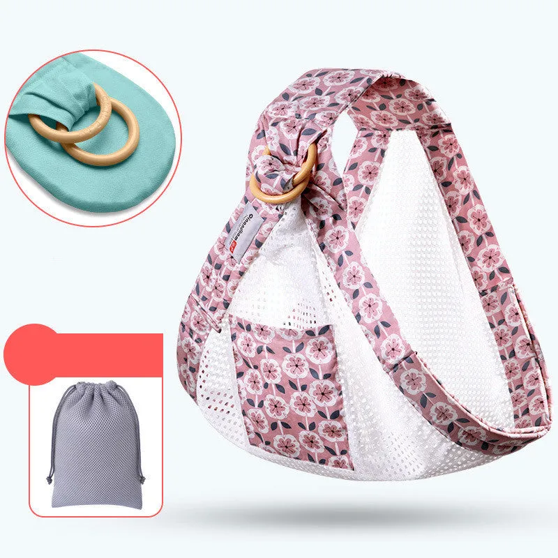 Adjustable baby wrap carrier sling shown in multiple colours, suitable for infants 0-36 months.