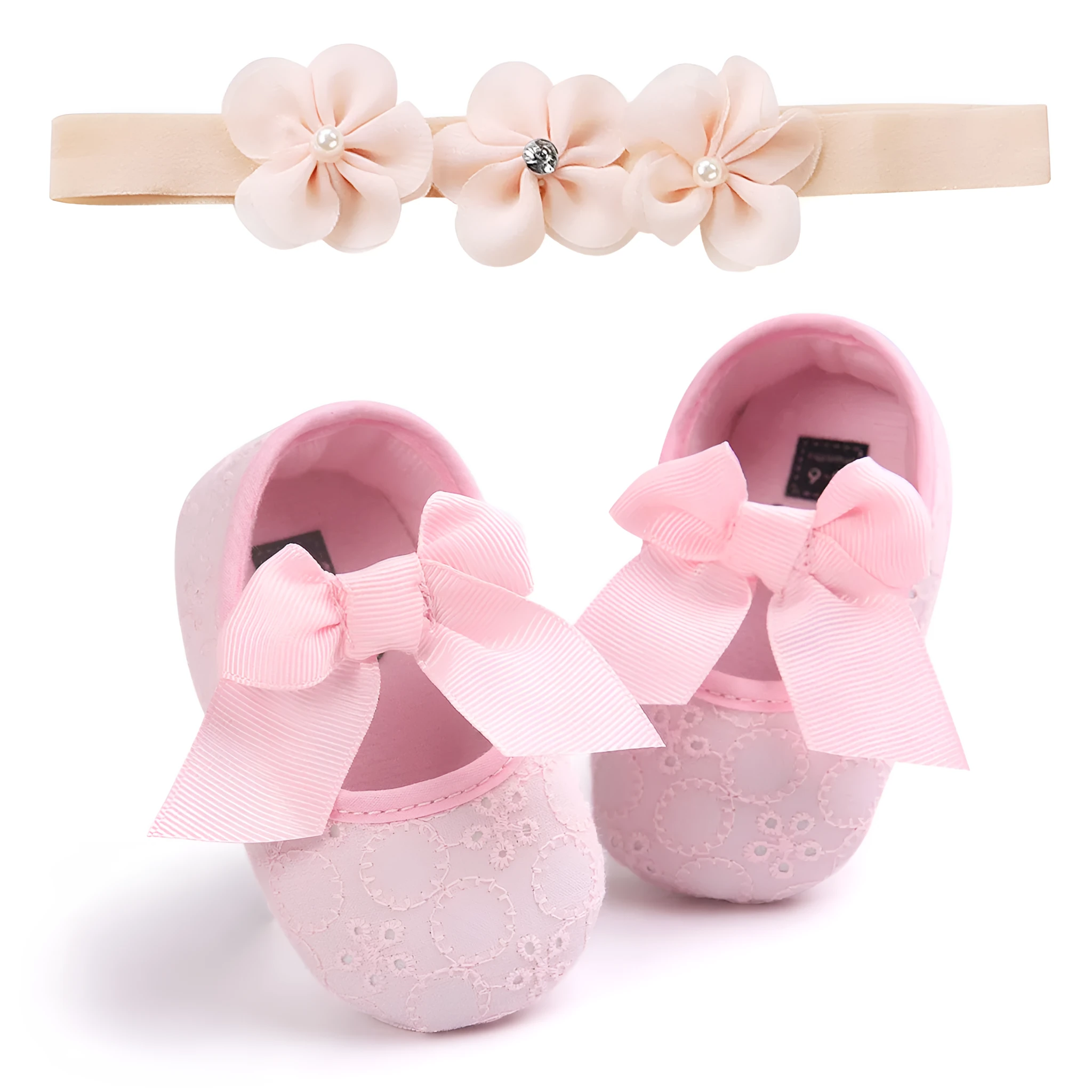 Soft-soled baby princess shoes for girls in pink available in sizes 11cm 12cm 13cm