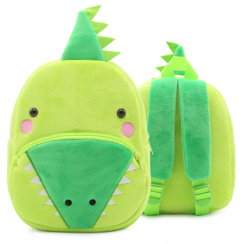Small cloth animal backpack for children with cartoon design showing dimensions 26.5cm height by 24cm width