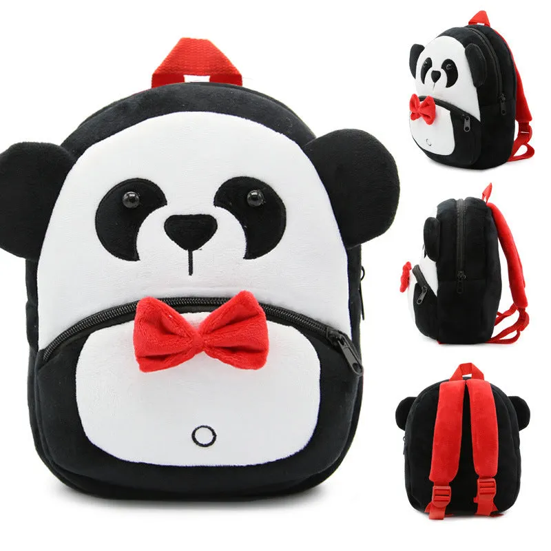 Small cloth animal backpack for children with cartoon design showing dimensions 26.5cm height by 24cm width