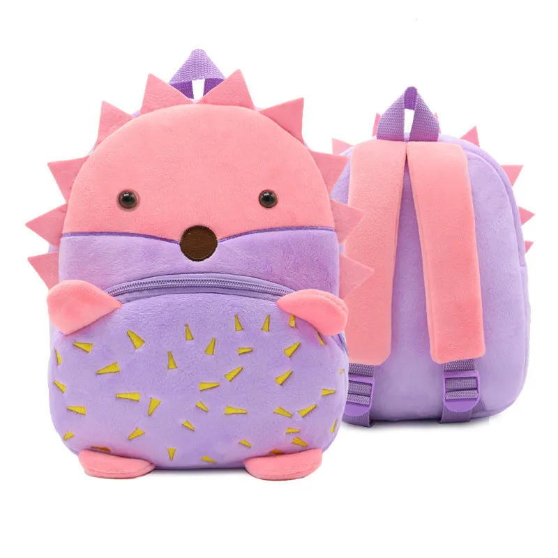 Small cloth animal backpack for children with cartoon design showing dimensions 26.5cm height by 24cm width