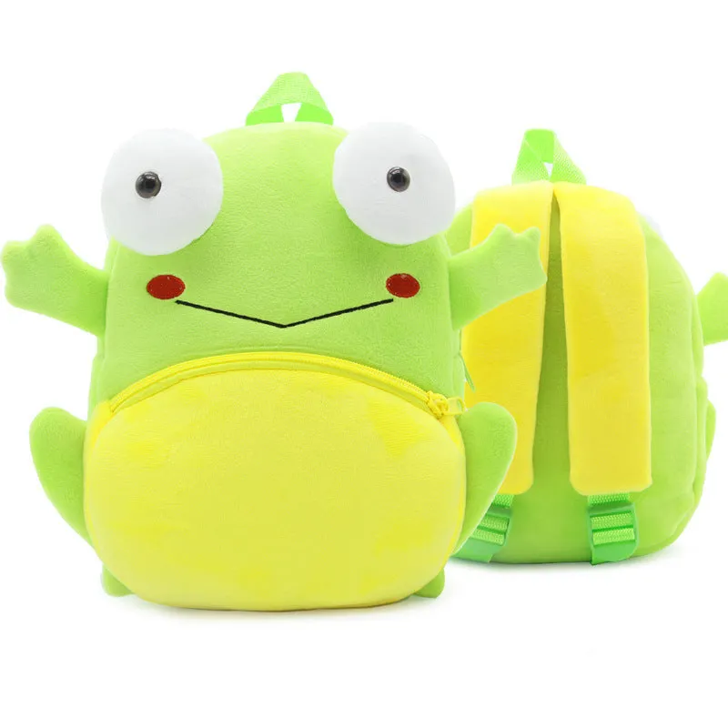 Small cloth animal backpack for children with cartoon design showing dimensions 26.5cm height by 24cm width