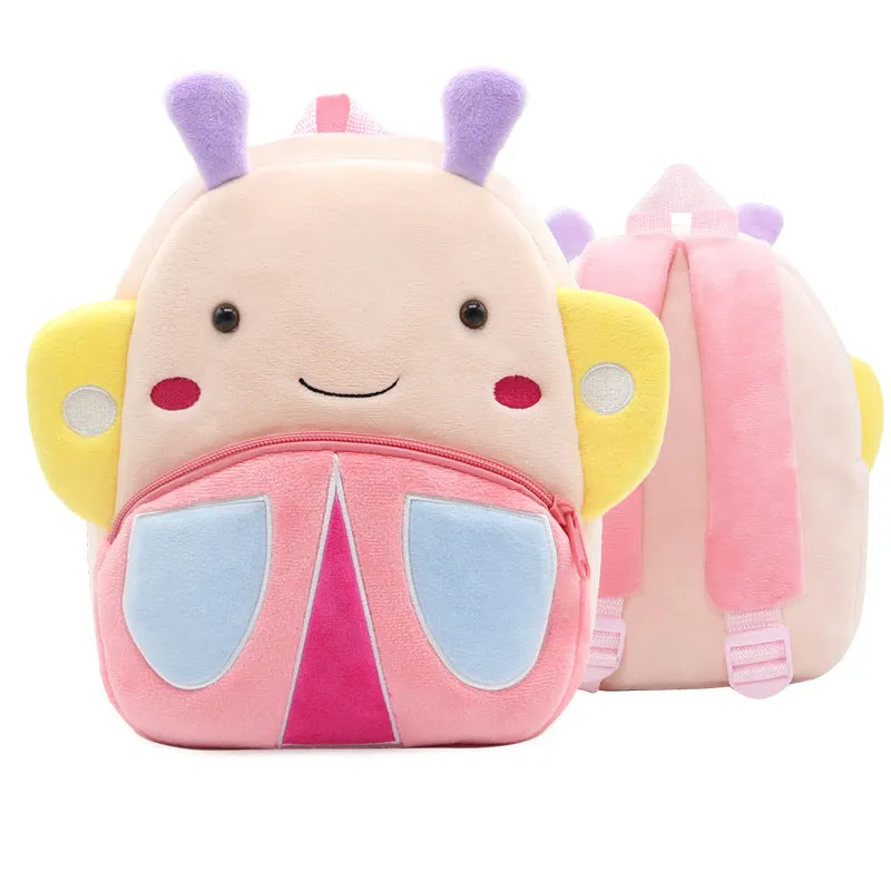Small cloth animal backpack for children with cartoon design showing dimensions 26.5cm height by 24cm width