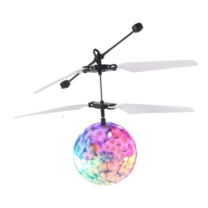 LED Magic Flying Ball with infrared induction, flashing lights, USB charging, plastic construction, available in multiple colours
