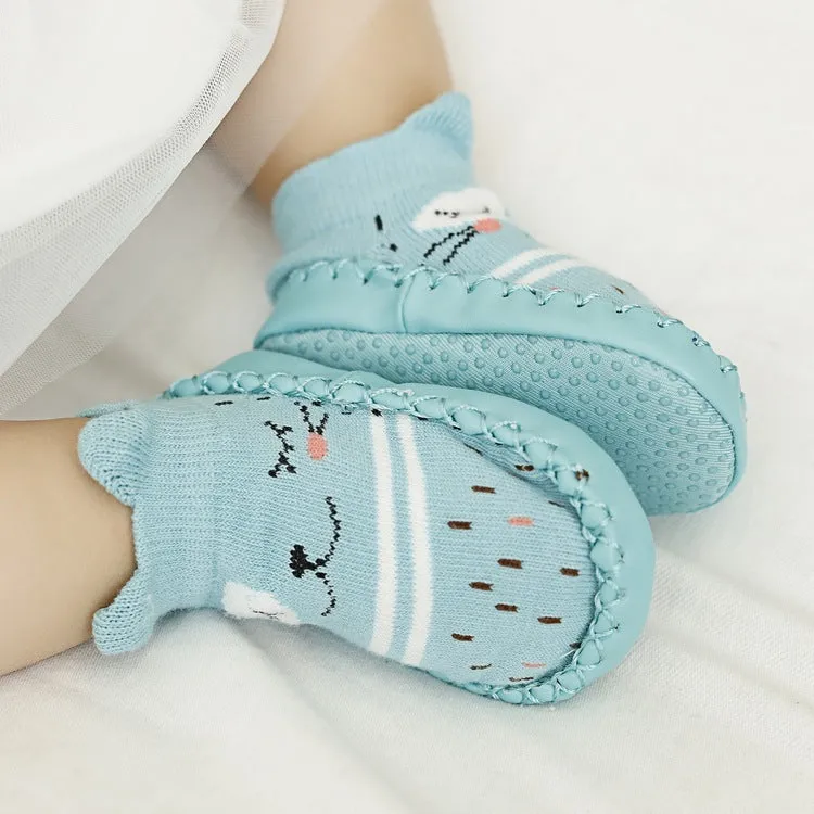 Baby anti-slip floor socks combed cotton jacquard 11cm pink cartoon pattern