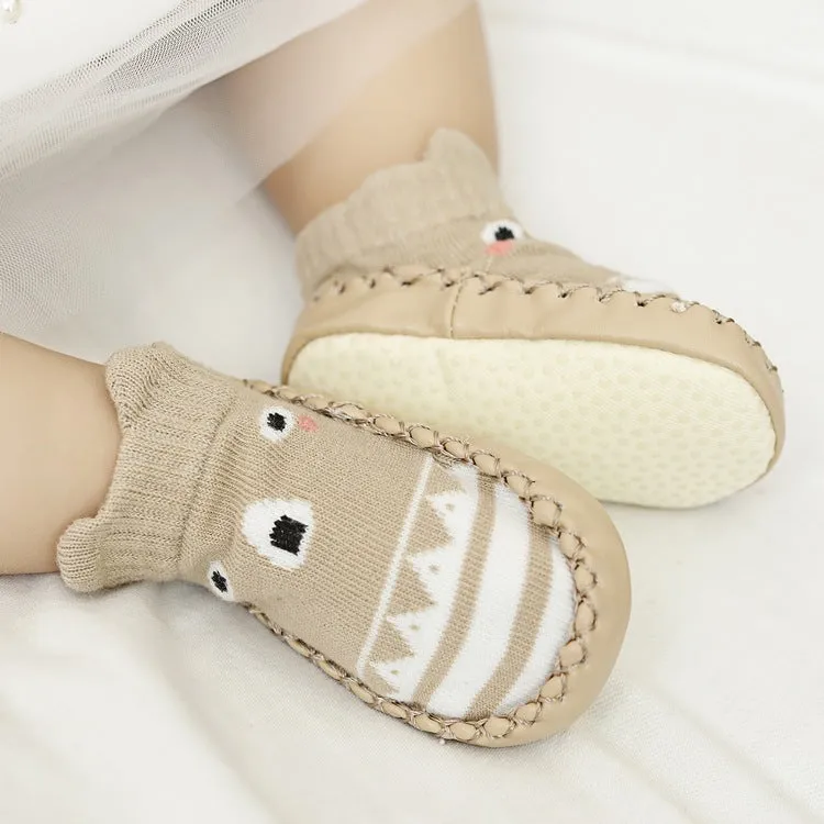 Baby anti-slip floor socks combed cotton jacquard 11cm pink cartoon pattern