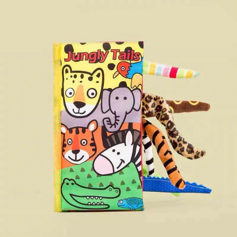 Baby educational plush tail toy with physical sound feature for infant development