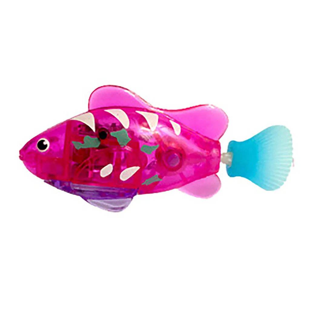 Electronic LED cat toy fish with swimming motion and light-up grass section