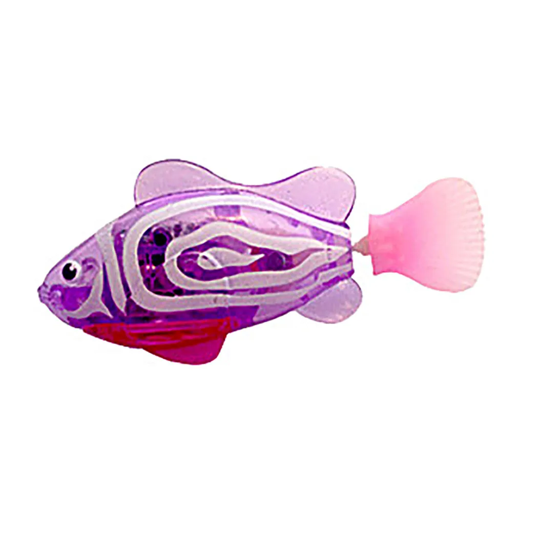 Electronic LED cat toy fish with swimming motion and light-up grass section
