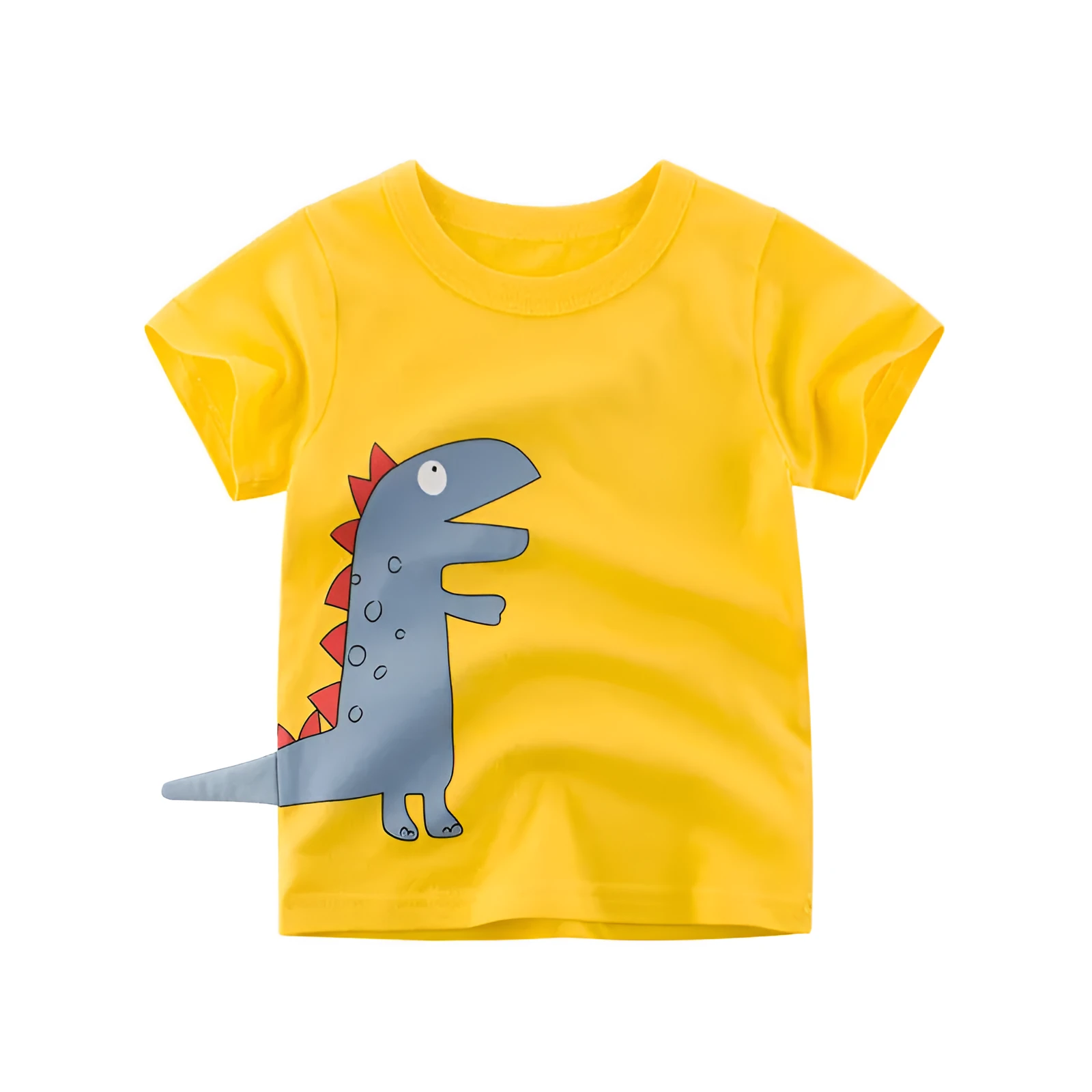 Blue dinosaur kids cotton T-shirt with cartoon patterns for children aged 3-8 years
