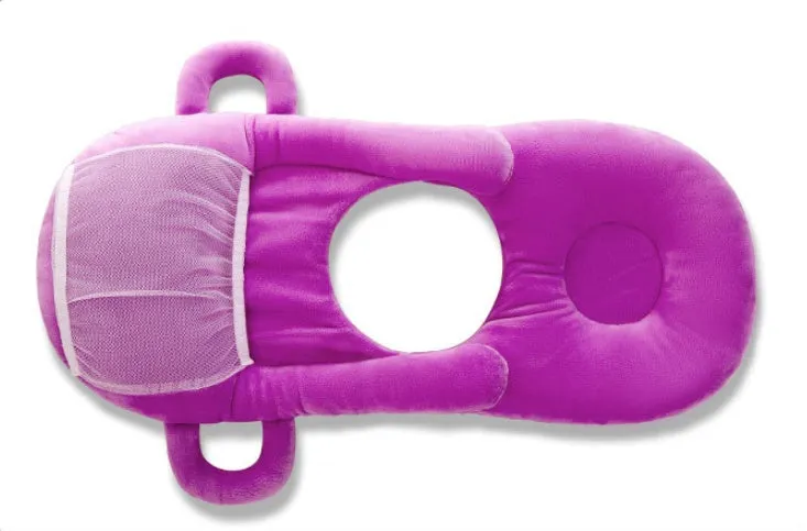 Super soft short plush baby feeding pillow measuring 30cm by 42cm in pink colour